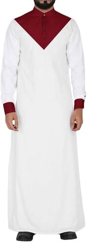 Middle East Arabic Mens Robes Muslim Kaftan Clothing Long Sleeve Patchwork Coloured Thobe in Saudi Arabia