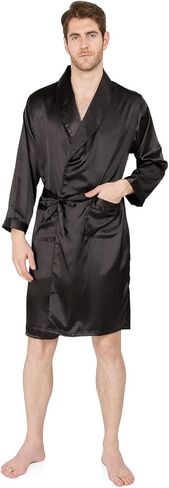 MAGE MALE رداء كيمونو رجالي صيفي فاخر من الساتان الناعم مع شورت ثوب نوم بأكمام طويلة بيجامات مطبوعة أرواب حمام in Kuwait