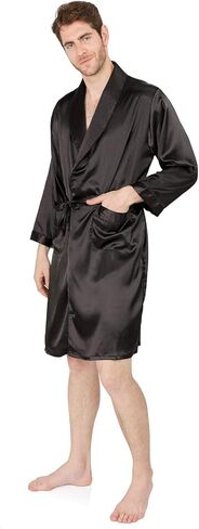 MAGE MALE رداء كيمونو رجالي صيفي فاخر من الساتان الناعم مع شورت ثوب نوم بأكمام طويلة بيجامات مطبوعة أرواب حمام in Kuwait