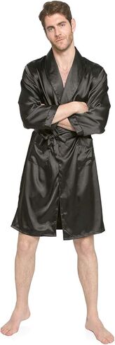 MAGE MALE رداء كيمونو رجالي صيفي فاخر من الساتان الناعم مع شورت ثوب نوم بأكمام طويلة بيجامات مطبوعة أرواب حمام in Kuwait