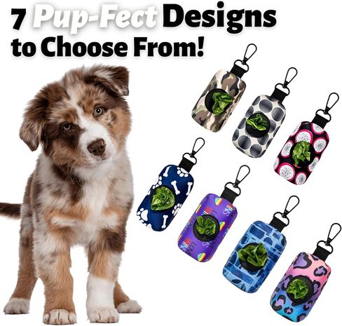 Cute Dog Poop Bag Holder for Leash, Reusable Dog Poop Bag Dispenser With Leash Attachment and Zippered Pouch, Easy Dispensing Dog Walking Bag, Dog Accessories for Travel, Camping, and Outdoors in Saudi Arabia