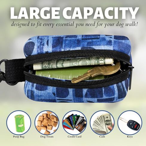 Cute Dog Poop Bag Holder for Leash, Reusable Dog Poop Bag Dispenser With Leash Attachment and Zippered Pouch, Easy Dispensing Dog Walking Bag, Dog Accessories for Travel, Camping, and Outdoors in Saudi Arabia