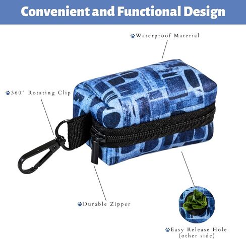 Cute Dog Poop Bag Holder for Leash, Reusable Dog Poop Bag Dispenser With Leash Attachment and Zippered Pouch, Easy Dispensing Dog Walking Bag, Dog Accessories for Travel, Camping, and Outdoors in Saudi Arabia