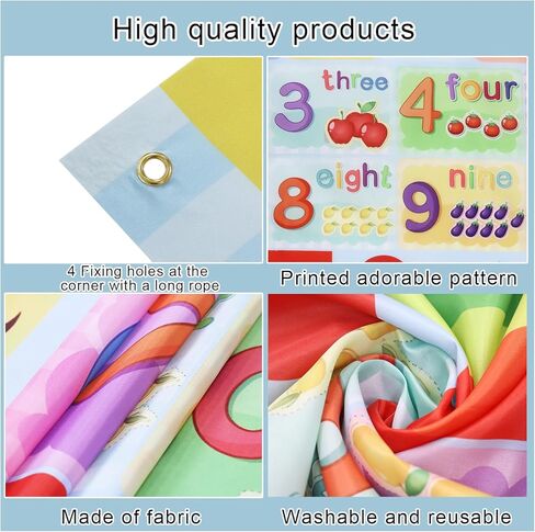 Roetyce Toddlers Educational Poster - ABC Alphabet, Numbers, Animals, Rainbow Color and Shapes Learning, Kindergarten Homeschool Supplies, ABC Learning for Toddlers, Preschool Classroom Decorations in Kuwait