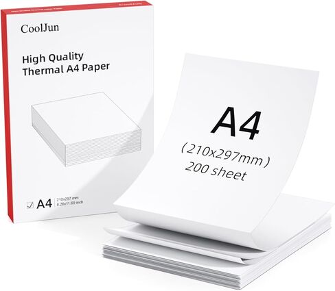 ورق طابعة حرارية مقاس A4 مقاس 8.27 × 11.69 بوصة، طباعة حرارية متقدمة، ورق حراري متوافق مع الطابعة الحرارية المحمولة A80، 200 ورقة in Kuwait