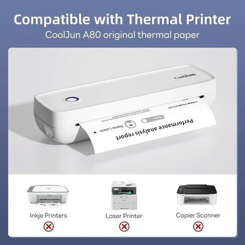 ورق طابعة حرارية مقاس A4 مقاس 8.27 × 11.69 بوصة، طباعة حرارية متقدمة، ورق حراري متوافق مع الطابعة الحرارية المحمولة A80، 200 ورقة in Kuwait