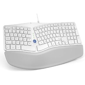 Nulea RT02 Ergonomic Keyboard, Wired Split Keyboard with Pillowed Wrist and Palm Support, Featuring Dual USB Ports, Natural Typing Keyboard for Carpal Tunnel, Compatible with Windows/Mac