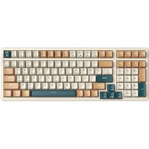 Qisan Wireless/Wired Mechanical Keyboard, Triple Mode 2.4G/USB-C/BT Wireless Gaming Keyboard, 100 Keys (98%) US Layout Blue Switch Rechargeable RGB Backlit Keyboard | Brown Combo