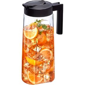 Amazing Abby - Slim - Tritan Pitcher (64 oz), Unbreakable Plastic Water Pitcher with Lid, BPA-Free, Heat-Resistant, Dishwasher-Safe, Great for Both Iced and Hot Drinks, Indoors and Outdoors, Black