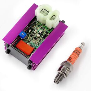 High Performance Upgrade Adjustable Racing AC CDI Box 6pin with an 3 Electrode Spark Plug for GY6 50cc 125cc 150cc 4 stroke 152QMI/157QMJ Engine, Moped Scooter ATV Go Kart