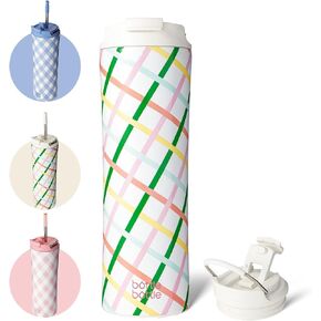BOTTLE BOTTLE Insulated Water Bottle Coffee Tumblers with Dual-use Lid and Straw Double Walled Iced Travel Coffee Mug for Woman and Man 24oz Stainless Steel Tumbler with Handle