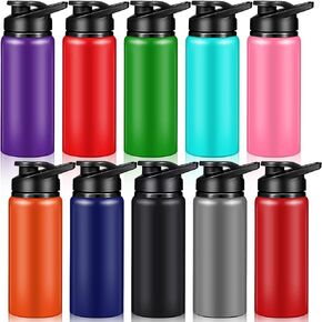 10 Pieces 20oz Reusable Aluminum Water Bottles Bulk Multicolor Outdoor Sports Water Bottles Multipack Travel Bottles for Gym, Hiking, Cycling, Camping, Fishing, Snap Lid
