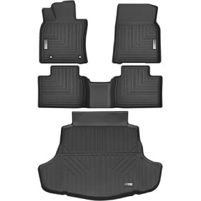 Floor Mats & Cargo Liner for 2023 2024 2025 Toyota bZ4X,1st 2nd Row with Trunk Mat,TPE All Weather Protection Slush Floor Liner Black