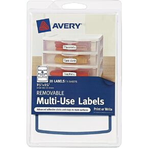 Avery Removable Multi-Use Labels, Blue Border, 3.5 x 1.25 Inches, Pack of 20 (41446)