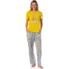 Looney Tunes Women's This Is How I Chill Tossed Tweety Bird Sleep Pajama Short Set