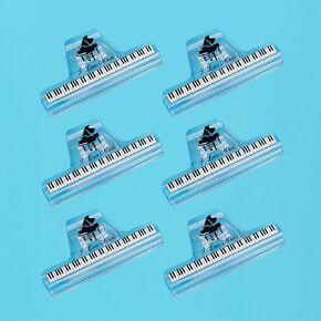 6Pcs Plastics Music Book Clip,Music Sheet Clip Music Paper Clip,Music Page Holder,for Piano Guitar Violin Playing Instruments and Reading Books-Music Note Pattern