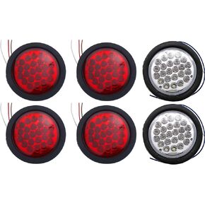 4" Round LED Trailer Tail Light 24 LED Stop Turn Signal Brake Marker Running Lights w/Rubber Grommet for Trucks Trailer RV Boat [IP67 Waterproof] [DOT Certified] (2, Amber)