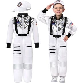 زي رائد الفضاء للهالوين من GIFTINBOX للأطفال مع قبعة، زي الفضاء للأولاد والبنات الصغار من سن 3 إلى 10 سنوات، فستان لعب الأدوار التظاهرية in Kuwait