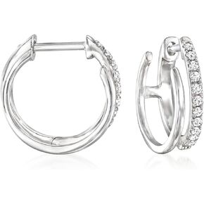 RS Pure by Ross-Simons 0.15 ct. t.w. Diamond Dual-Hoop Earrings in Sterling Silver