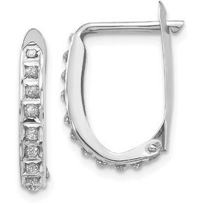 Solid 14k White Gold Diamond Fascination Leverback Hoop Earrings (2mm x 16mm)