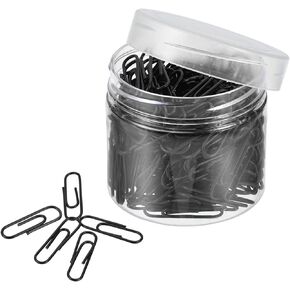 MECCANIXITY Paper Clips Small Size 1.1 Inch Vinyl Coated to Prevent Tearing Pages with Box for Organize Office Home Black Count 200