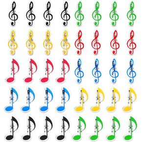 YOKIVE 40 Pcs Music Note Clips, Plastic Music Book Clip, Decoration and Marking, Great for Office/Piano Room (5 Colors, 2.8 x 1.2 Inch)