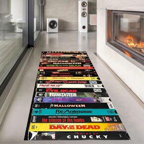 Nostalgic Retro Style Rug, Runner Rug, VHS Case Themed, Horror Rug, Home Theater TV Room,Long Rug,Entry Rug,Hallway Runner Rug D1242.0 80x100Cm//31x39 inch