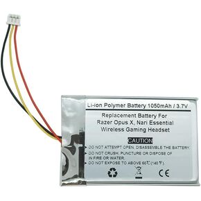 1050mAh 3.7V Replacement Battery for Razer Opus X, Nari Essential Wireless Gaming Headset, 1ICP5/34/50 1S1P