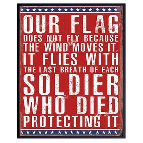 American Flag Patriotic Military Home Decor, Room Decoration Wall Art - Gift for US Veteran, Soldier, Marine, Army, Air Force, Navy, Coast Guard, Vet, Men, Women - Unframed Poster Sign Print