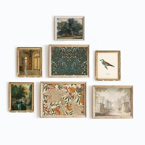 Vintage Botanical Wall Art, Floral Prints, Eclectic Wall Art, Birds Art, Landscape Paintings For Wall, Farmhouse Art Prints, Country Wall Art, French Vintage Wall Decor Set 7(12x16 IN UNFRAMED)