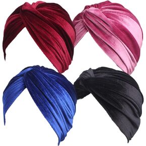 Qhome Luxury Soft Velvet Turban Velour Hair Cover Headwrap Hijab Hat