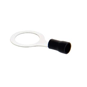 Fielect 150Pcs AWG16-14 Pre Insulated Wire Copper Crimp Terminals, Electrical Wire Connectors Ring Type Brass Connector Insulated Ferrule Terminals Black RV2-4