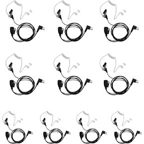 Acoustic Tube Earpiece Headset with Mic PTT Compatible with Motorola CP200 CP200D CP185 BPR40 DTR410 PR400 RMU2040 Walkie Talkie Two Way Radio 10 Pack