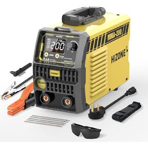 HIZONE Stick Welder, [LCD Timekeeping Display] 200A ARC/Lift TIG Welding Machine with Synergic Control, IGBT Inverter 110V/220V Portable MMA Welder Machine with Hot Start, Arc force and Anti-Stick