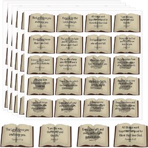 Bible Verse Stickers Book Shape Scripture Inspirational Sticker 200 Pcs Bible Verse Motivational Faith Jesus Christian Religious Faith Labels for Scrapbooks Bottles Seals Present Tag Decor