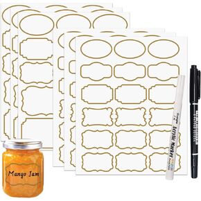 138pcs Removable Transparent Labels for Jars, Waterproof Labels for Bottles with Black Border, Kitchen Food Container Clear Label Stickers with 2 Markers for Storage Bin, Home Organization