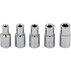 5Pcs E Torx Star Female Bit Socket Set 1/4" Drive E4 -E8