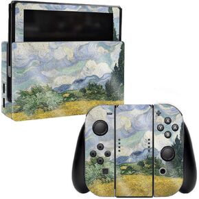 MightySkins Glossy Glitter Skin for Nintendo Switch - Wheatfield with Cypresses | Protective, Durable High-Gloss Glitter Finish | Easy to Apply, Remove, and Change Styles | Made in The USA