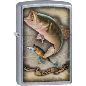 Zippo Lighter: Bass Fishing with Lure - Street Chrome 80472