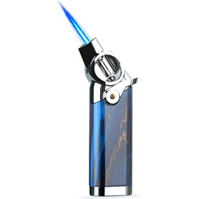 HONEST Single Jet Flame Butane Lighters Refillable Torch Lighters Adjustable Gas Lighter Windproof Lighters Gift for Men BBQ Grill Camping (Blue)