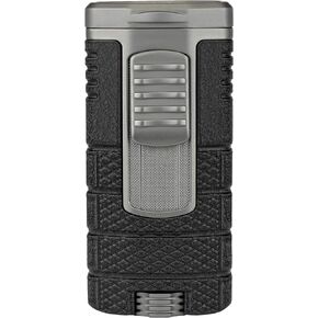Xikar Tactical Triple Jet Flame Lighter, Engineered for Performance, Removable Pocket Clip, Angled Jet Flames, Ergonomic Metal Body, Black and Gunmetal