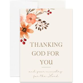 Simply Uncaged Christian Gifts Ministry Appreciation Card 5x7Inch for Pastor, Minister, Church Staff, Volunteers, Ministry Appreciation Gift Card for Ministers (Pack of 12)