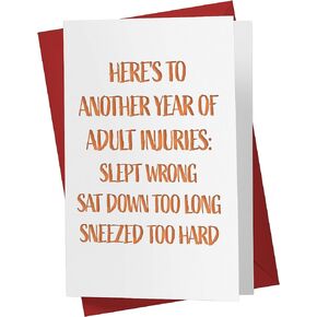 Karto Funny Birthday Card For Men and Women, Large 5.5 x 8.5 Happy Birthday Card For Him Or Her, Birthday Card For Husband, Birthday Card For Brother, Sister Another Year Injuries