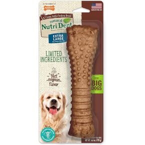 Nylabone Nutri Dent Dog Dental Chews - Natural Dog Teeth Cleaning & Breath Freshener - Dental Treats for Dogs - Filet Mignon Flavor, X-Large (1 Count)
