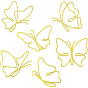 Bnesi 6 Pieces Linear Metal Butterfly Wall Art, Gold wall art for Living Room, Bedroom, Kitchen, Modern Wall Decor for Indoor Outdoor Wedding Birthday Party (Gold-style1)
