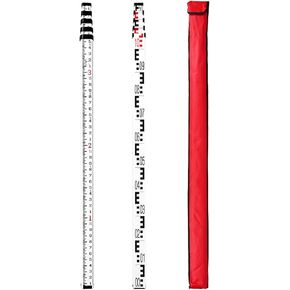 Takamine 16-Foot Aluminum Grade Rod – 8ths, Dual Sided 5-Section Telescopic Leveling Rod – Soft Carrying Case Included