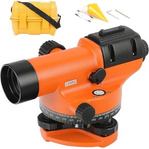 Automatic Optical Level 32X with Self-Leveling Magnetic Dampened Compensator and Transport Lock, Height/Distance/Angle Measuring Tool 393Ft of 3/10" at 100Ft Leveling Accuracy IP54 Waterproof