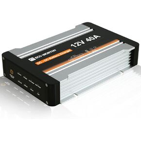 ECO-WORTHY 12V 40A DC to DC Charger with Solar Charge Controller Built-in,2 in 1 On-Board Battery Charger with MPPT LiFePO4 Lithium Battery Gel AGM, Multi-Stage Charging for Solar Panel Alternator