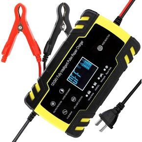 Smart Battery Charger Maintainer for Car, 110-240V(Input) 12V/8A 24V/4A (Output) Automotive Battery Charger with LCD Digital Display for Truck AGM Motorcycle Charger or Repair