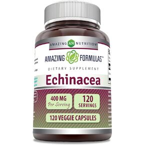 Amazing Formulas Echinacea Supplement | 400 Mg Per Serving | 120 Veggie Capsules | Non-GMO | Gluten Free | Made in USA